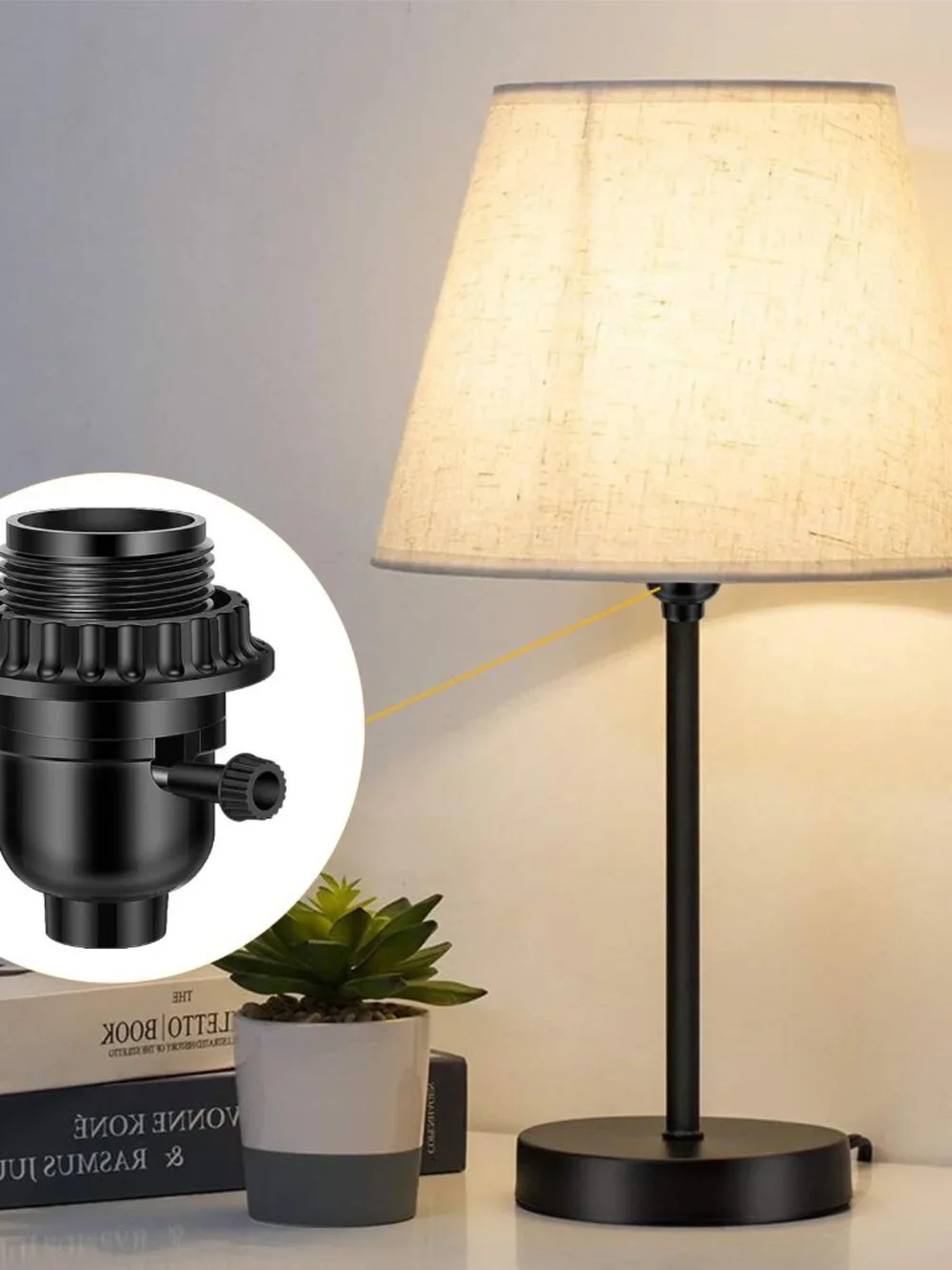 UL Listed E26 Light Socket, Threaded Lamp Socket Replacement with ON/Off Switch